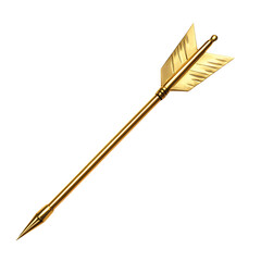 Modern Arrow with Sharp Precision in Brilliant Gold Isolated on Transparent Background