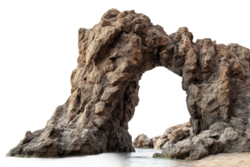 Natural rocky arch formation by the water at dusk, cut out