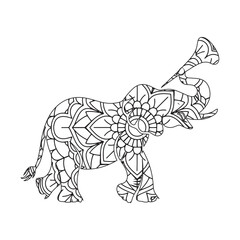 Intricate Mandala Elephant Illustration Line Art Design for Coloring Pages