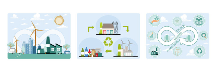 Sustainable Energy Infrastructure. Circular Recycling Process. Circular economy.