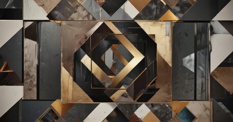 Abstract geometric photo collage; customizable image inserts & frames, artwork, graphic, frame