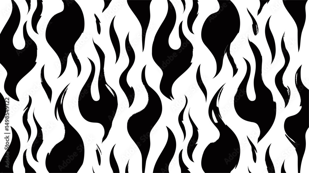 Fototapete black and white flame pattern creating a dynamic and bold visual effect. vector illustration