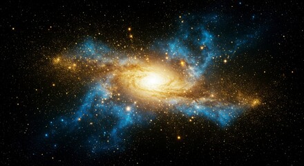 Obraz premium A vibrant spiral galaxy, showcasing swirling arms of gas and dust, illuminated by a bright central core against a backdrop of distant stars