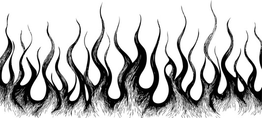 Black flame design, abstract fire illustration. Vector illustration