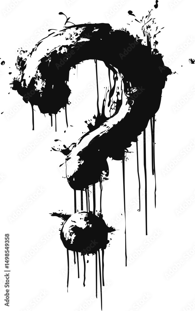 Aufkleber Ink splash forming a question mark with dripping effect. Vector illustration