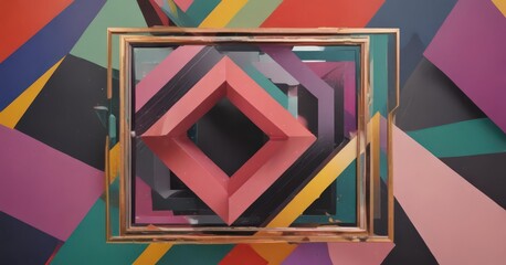 Abstract geometric photo collage with image & frame inserts, vibrant color options , polygon, simple