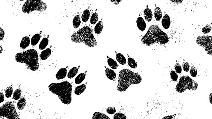 Black paw print pattern for pet themed design. Vector illustration
