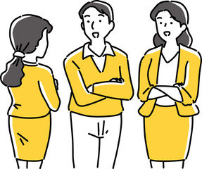 立ち話をする3人の男女