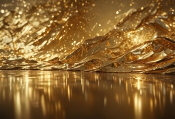 Shimmering gold foil, elegant light reflections ,  metallic,  opulent,  gleam
