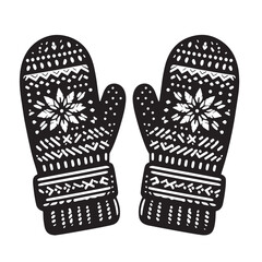 Black Color Mittens Silhouette Vector Illustration, Solid White Background. minimal vector design