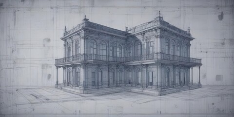 Architectural blueprint photo effect with textured overlay and design details ,  white,  effect