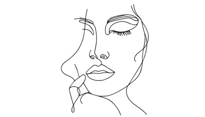 Continuous one single minimal line drawing woman face 