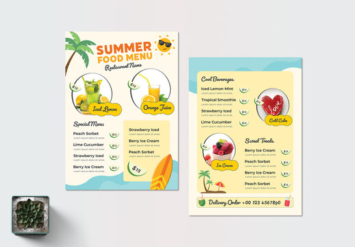 Summer Restaurant Food and Beverage Menu Template