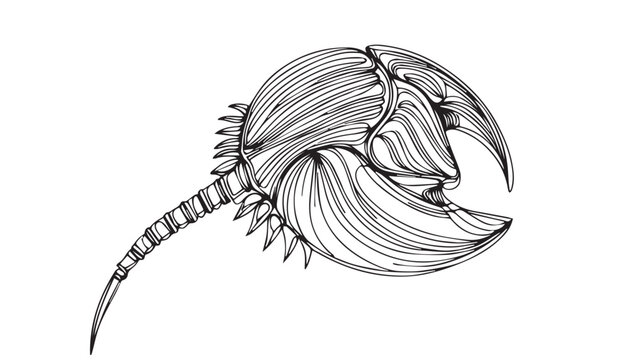recommend clip art: Continuous one single minimal line drawing Horseshoe crab