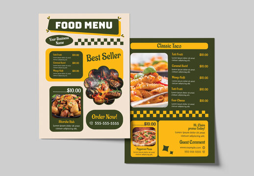Retro Vintage Cafe Food Menu Template