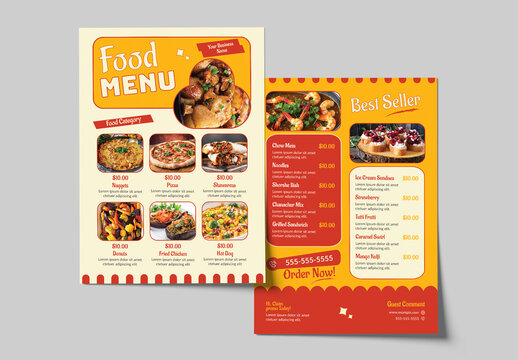 Yellow Retro Food Menu Layout