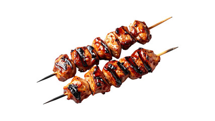Delicious grilled chicken skewers on wooden sticks appetizing food photography cuisine concept