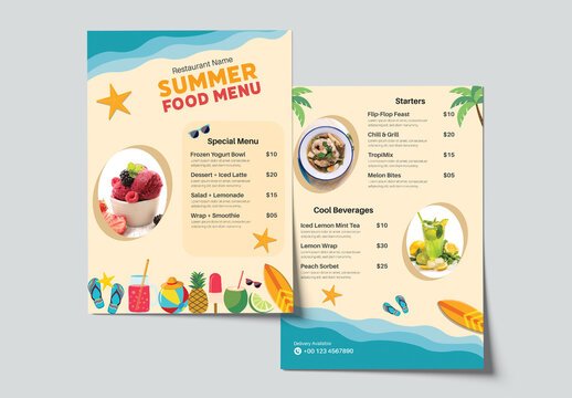 Summer Food Menu Template Layout