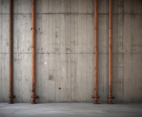 Grungy concrete wall with rusty pipes, glued poster mockup , gritty, pattern