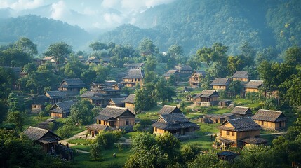 Architectural ethnography of traditional villages showcasing vernacular cluster layouts culturally embedded spatial typologies and seasonal adaptive building forms