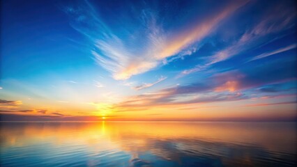 Fototapeta premium Softly glowing blue hour sky with gentle gradient colors blending into warm hues at horizon, sky gradient, natural beauty