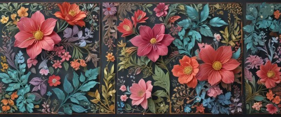 Intricate floral designs on colorful die-cut cards, cards, wedding, handmade