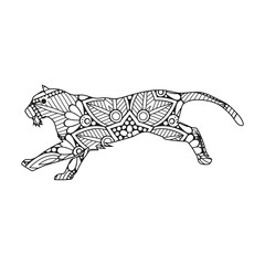 Intricate Mandala Tiger Illustration Adult Coloring Page Design