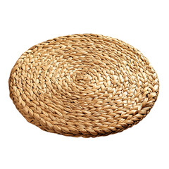 Minimalist Woven Straw Beach Mat with a Refined Design Isolated on Transparent Background