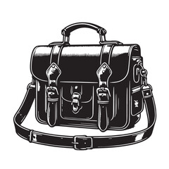 Black Color Satchel Silhouette Vector Illustration, Solid White Background. minimal vector design