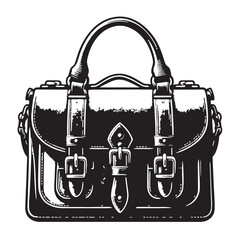 Black Color Satchel Silhouette Vector Illustration, Solid White Background. minimal vector design