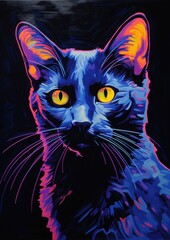 A cat painting purple animal.