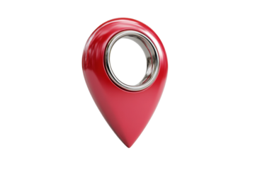 Red metallic location marker on black background – navigation and gps symbol, cut out