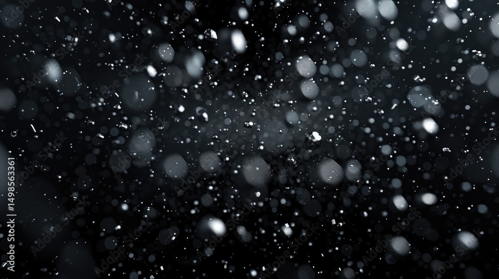 Poster abstract image of floating particles against a black background, creating a mesmerizing visual effec