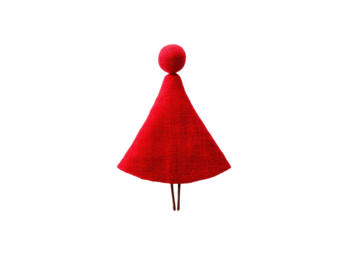 Minimalist abstract figure in red textile cape on black background, cut out - Powered by Adobe