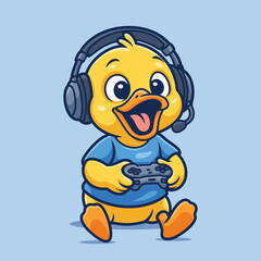 Gamer Duck Cartoon Character