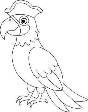 Pirate parrot outline stands boldly, showcasing its unique style against a transparent background