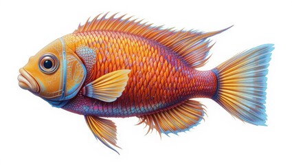 Vibrant Tropical Fish Swimming Gracefully with Bright Orange and Blue Scales in Clear Waters