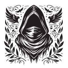 Black Color Scarf Silhouette Vector Illustration, Solid White Background. minimal vector design