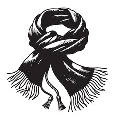 Black Color Scarf Silhouette Vector Illustration, Solid White Background. minimal vector design