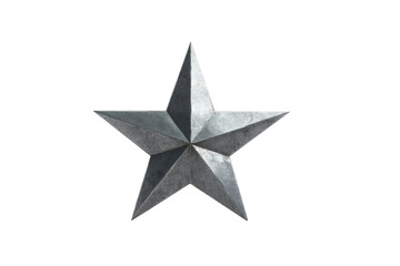Obraz premium Rustic metal star with industrial texture on black background, cut out