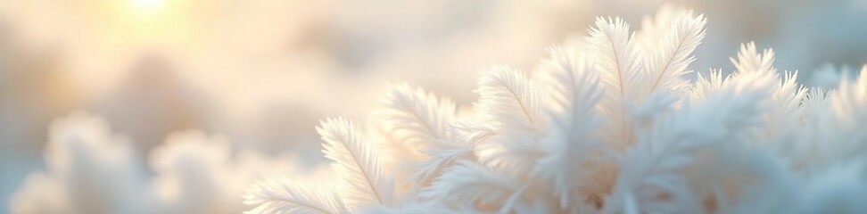 Obraz premium Close-up of delicate white feathers, soft texture, sunlight illuminating the fluffy plumes, natural beauty, pristine, ethereal , white feathers, peaceful, detail