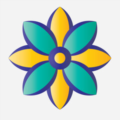 Colorful Abstract Geometric Flower Icon with Petal Symmetry