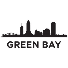 Fototapeta premium Vector Green Bay skyline. Travel Green Bay famous landmarks. Business and tourism concept for presentation, banner, web site. Vector black silhouette. with white background