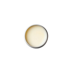 Overhead View of a Round Tin of Creamy Yellow Balm or Ointment