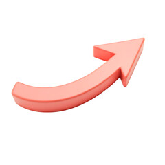 Modern Arrow with Smooth Flowing Contours in Coral Isolated on Transparent Background