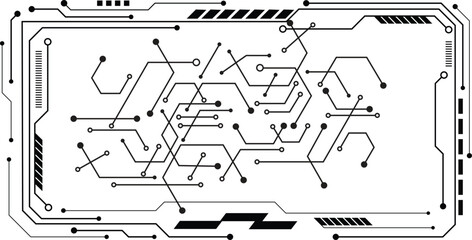 Technology digital circuit board background. Technology black circuit diagram. High-tech connection system on a white background.	