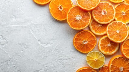 Vibrant orange segments exposed on a white background, texture, colorful,  texture