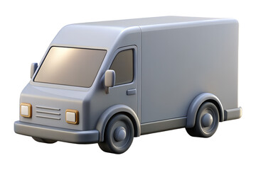 Cartoon delivery van 3d render isolated on transparent background