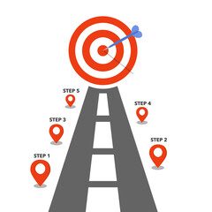 Road to success infographic. Business presentation slide template. Roadmap timeline. Diagram chart with 5 steps, options, processes.