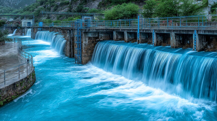 Hydroelectric Dam with Cascading Water in Pakistan A Powerful Display of Engineering and Natural Beauty
